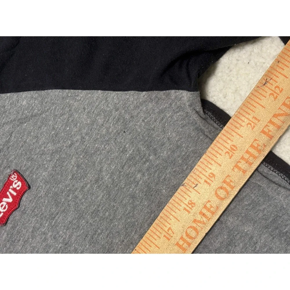 Levi's Mens Raglan T-shirt Size L Gray Black Long Sleeve Cotton Baseball Tee